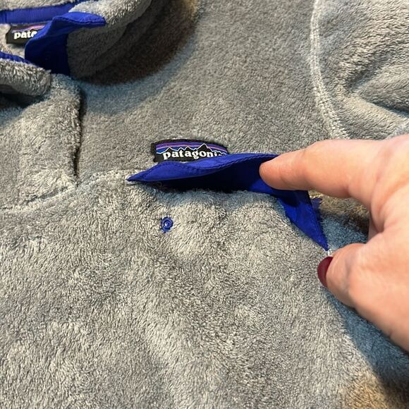 Patagonia pullover Polartec Medium Gray/ Blue Re-Tooled Quarter Snap - Picture 3 of 6